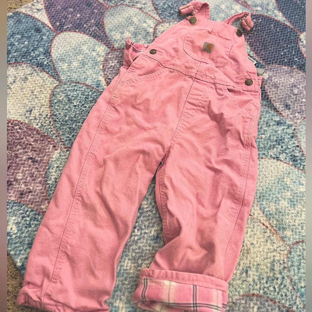 Baby Pink & lined carhartt overalls 💕
